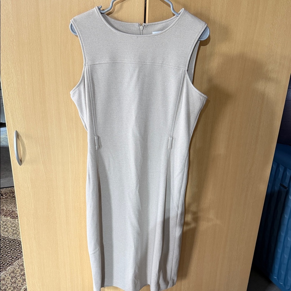 Calvin Klein size 12 Sleeveless Sheath Dress in light tan